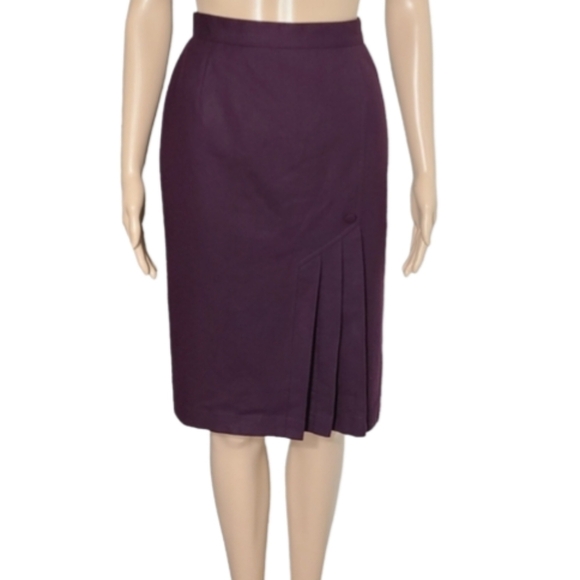 Vintage Esseci 100% Wool Pencil Skirt Womens Pleated Skirt Size 6 Made in Italy - Picture 1 of 10